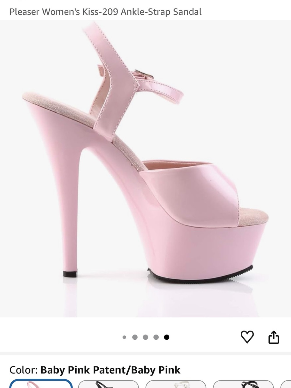 Pleaser Baby Pink Patent Platform Ankle-Strap Sandal
